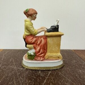 Vintage‎ MSR Imports Porcelain Figurine Girl at Typewriter Music Box Decor